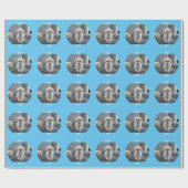 Gepersonaliseerde Foto Twee lijnen Tekst Aangepast Cadeaupapier (Vlak)