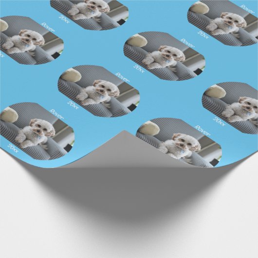 Gepersonaliseerde Foto Twee lijnen Tekst Aangepast Cadeaupapier (Hoek)