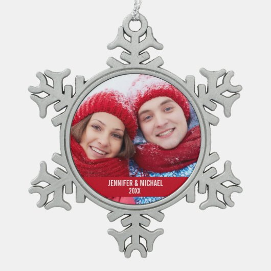 Gepersonaliseerde Foto Vakantie Snowflake Ornament (Voorkant)