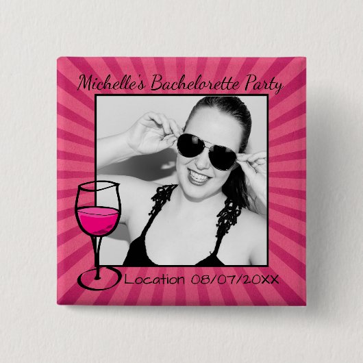 Gepersonaliseerde foto van Bachelorette Vierkante Button 5,1 Cm (Voorkant)