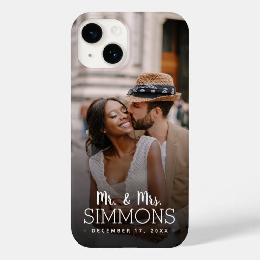 Gepersonaliseerde foto van Mr en Mrs Monogram Wedd Case-Mate iPhone Case (Achterkant)