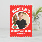 Gepersonaliseerde foto van neef Kerstmis Feestdagenkaart (Staand voorkant)