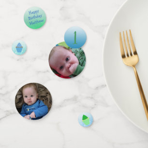 Gepersonaliseerde foto & Verjaardag Jaar Confetti