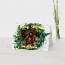 Gepersonaliseerde foto Waterverf Holly Wreath