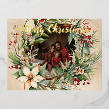 Gepersonaliseerde foto Waterverf Kerstkrans