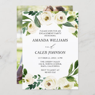 Gepersonaliseerde foto White Flowers Engagement Pa Kaart