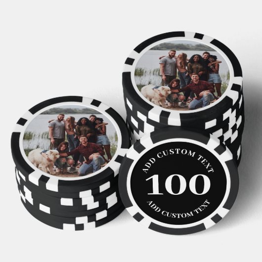 Gepersonaliseerde foto Zwart genummerd 100 Value s Poker Chips (Opstapeling)