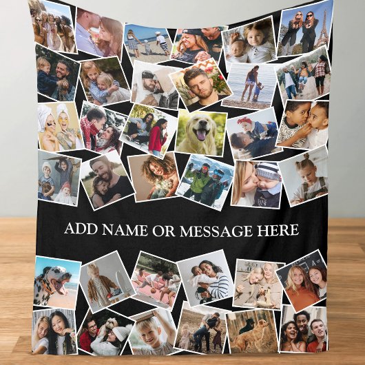 Gepersonaliseerde fotocollage 36 Afbeelding Fleece Deken