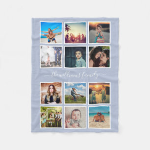Gepersonaliseerde fotocollage familie licht robuus fleece deken