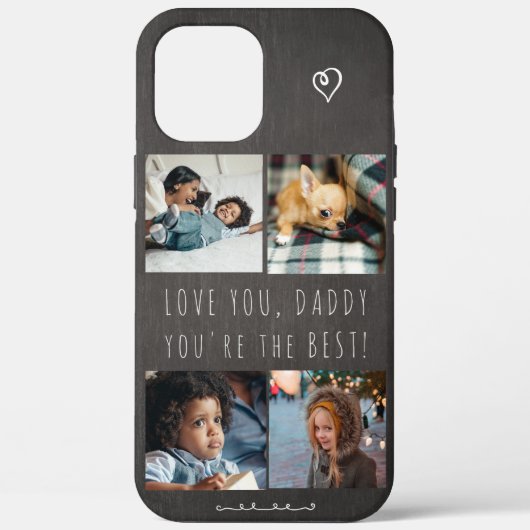 Gepersonaliseerde fotocollage Love you Daddy-scrip Case-Mate iPhone Case (Achterkant)