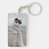 Gepersonaliseerde fotocollage met aangepaste tekst sleutelhanger (achterkant)