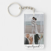 Gepersonaliseerde fotocollage met aangepaste tekst sleutelhanger (Voorkant)