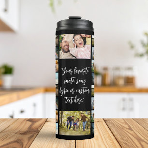 Gepersonaliseerde fotocollage met citaat thermosbeker