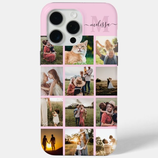 Gepersonaliseerde fotocollage monogram Case-Mate iPhone case (Achterkant)