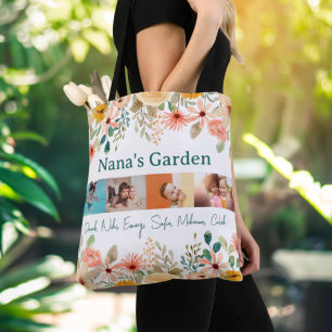 Gepersonaliseerde fotocollage Nana oma's tuin Draagtas