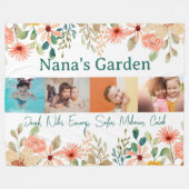 Gepersonaliseerde fotocollage Nana oma's tuin Fleece Deken (Voorkant (Horizontaal))