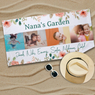 Gepersonaliseerde fotocollage Nana oma's tuin Strandlaken