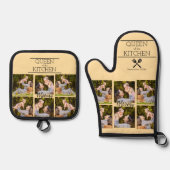 Gepersonaliseerde Fotocollage Oven Mitt & Pot Houd Ovenwant & Pannenlap Set (Voorkant)