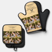 Gepersonaliseerde Fotocollage Oven Mitt & Pot Houd Ovenwant & Pannenlap Set (Voorkant / Achterkant)