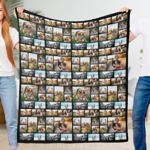 Gepersonaliseerde fotocollage van 128 fleece deken