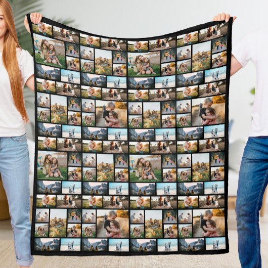 Gepersonaliseerde fotocollage van 128 fleece deken