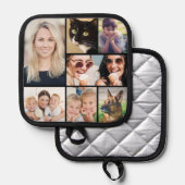 Gepersonaliseerde fotocollage zwart pannenlap (Voorkant / Achterkant)