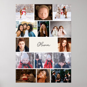 Gepersonaliseerde fotocollageposter met naam poster