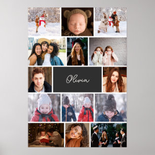 Gepersonaliseerde fotocollageposter met naam poster
