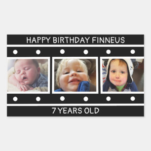Gepersonaliseerde fotofilmstrip Birthday Rechthoekige Sticker