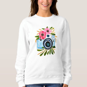 Gepersonaliseerde fotografie vintage camera bloeme trui