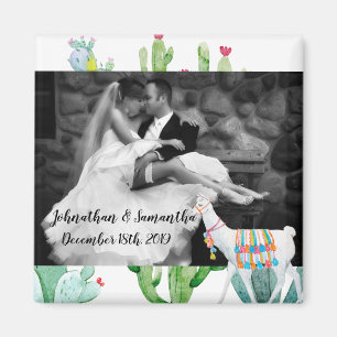 Gepersonaliseerde Fotomagneet Boho Llama Bohemian  Magneet