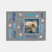 Gepersonaliseerde fotonamen | Grijze Hond Fleece Deken (Voorkant (Horizontaal))