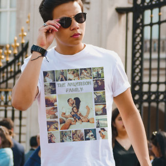 Gepersonaliseerde fotonet en douanetekst t-shirt