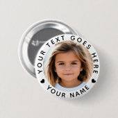 Gepersonaliseerde fototekst en naam ronde button 5,7 cm (Voorkant /achterkant)