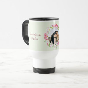 Gepersonaliseerde fotoweddenschapsdatum Bride Groo Reisbeker