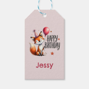Gepersonaliseerde Fox Happy Birthday Cadeaulabel