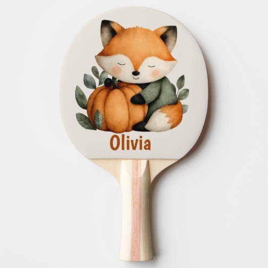 Gepersonaliseerde Fox Pumpkin Halloween Design Tafeltennisbatje (Voorkant)