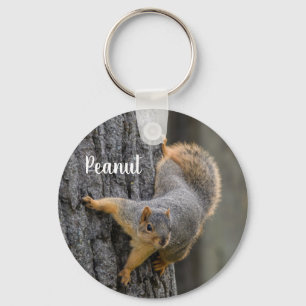 Gepersonaliseerde Fox Squirrel op een boom Sleutelhanger