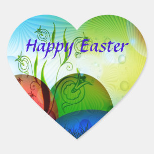Gepersonaliseerde fractale paaseieren hart sticker