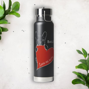 Gepersonaliseerde Franse Bulldog Red Heart Dog Des Waterfles