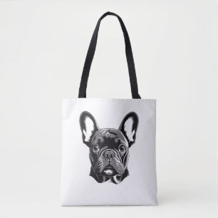 Gepersonaliseerde Franse Bulldog zwart-wit Draagtas