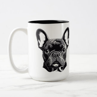 Gepersonaliseerde Franse Bulldog zwart-wit Tweekleurige Koffiemok
