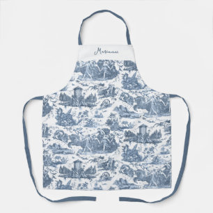 Gepersonaliseerde Franse wagen van Dawn Toile-Blue Schort