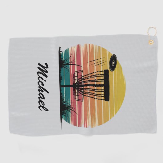 Gepersonaliseerde Frisbee Disc Golfmand Golfhanddoek (Horizontaal)