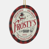 Gepersonaliseerde Frosty's Ice Cream Keramisch Ornament (Rechts)