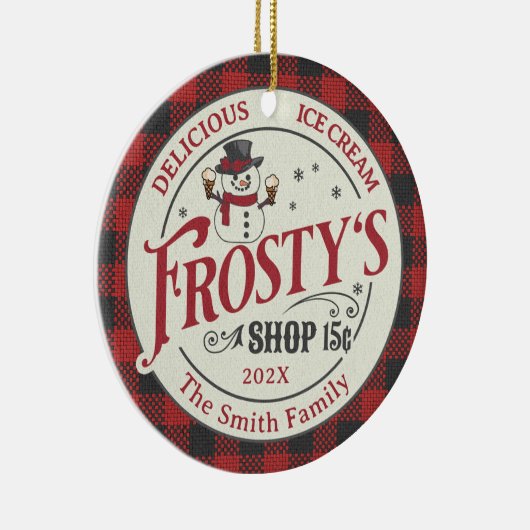 Gepersonaliseerde Frosty's Ice Cream Keramisch Ornament (Rechts)