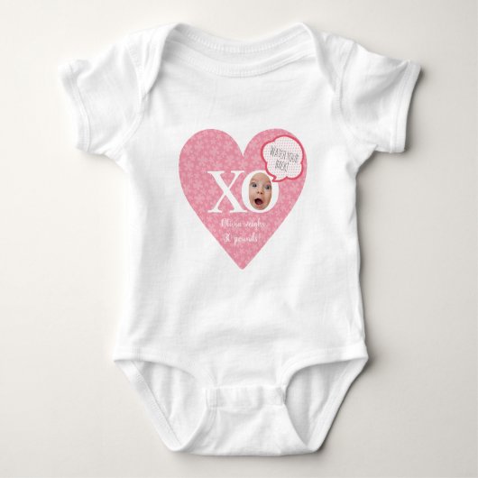 Gepersonaliseerde fun baby keepsakes roze hart romper (Voorkant)