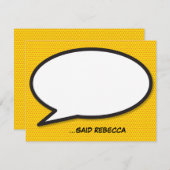 Gepersonaliseerde Fun Comic Book Speech Bubble Notitiekaartje (Voorkant / Achterkant)