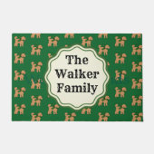 Gepersonaliseerde Fun Doodle Dog Green Deurmat (Voorkant)