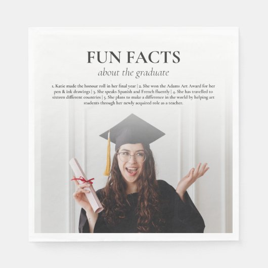 Gepersonaliseerde Fun Facts Afstuderen Servet (Voorkant)